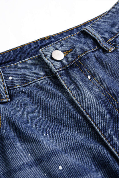 Lace Cut Wide Leg Jeans